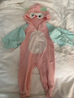 Toddler Pink & Mint owl Hooded One-Piece